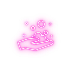 Hand foam neon icon