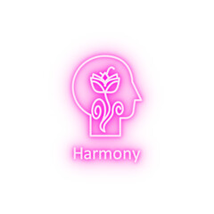 Human flower lotus in mind neon icon