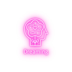 Human flower heart clouds in mind neon icon