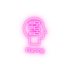 Human scheme plan in mind neon icon