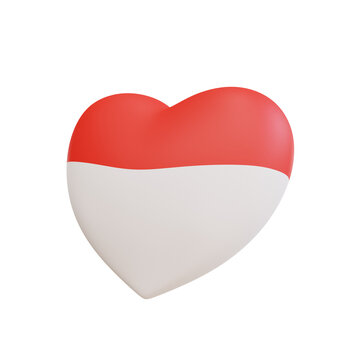 3d rendering balloon love the national flag of Indonesia