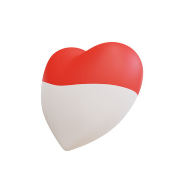 3d rendering balloon love the national flag of Indonesia
