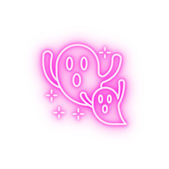 Halloween fear ghost nightmare paranormal spooky neon icon