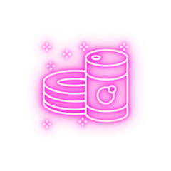 Canned food can neon icon