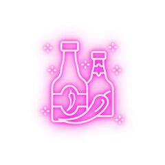 Chili sauce bottle neon icon