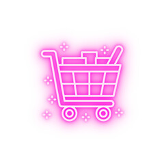 Trolley products neon icon