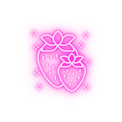 Berries strawberries neon icon
