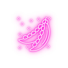 Pea pods legumes neon icon
