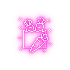 Carrot paper bag neon icon