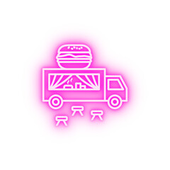 Food truck neon icon