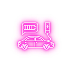 Charging car neon icon