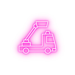 vertical lift truck neon icon
