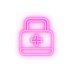 Obraz premium First aid kit firefighter neon icon