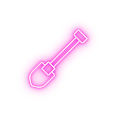 Shovel firefighter neon icon