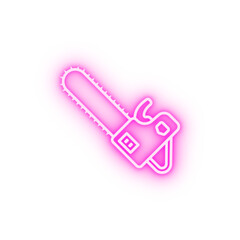 Obraz premium Chainsaw firefighter neon icon