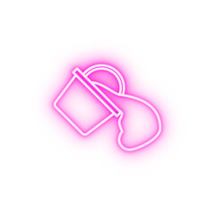 Water bucket firefighter neon icon