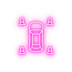 Car sign cone neon icon