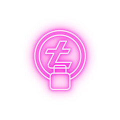 lite coin  lock neon icon