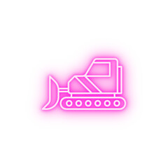 Bulldozer neon icon