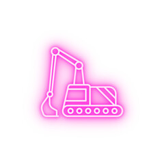 Excavator neon icon
