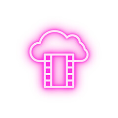 Cloud film strip neon icon
