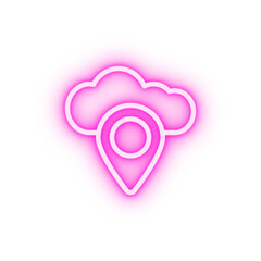 Cloud location neon icon