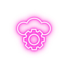 Cloud gear neon icon
