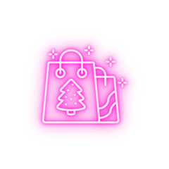 Package gift tree neon icon
