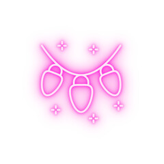 Garland light bulb neon icon