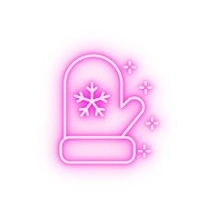 Snowflake mitten neon icon