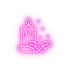 Candle mistletoe neon icon