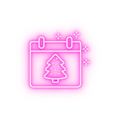 Calendar tree neon icon