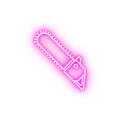 Carpentry chainsaw line vector neon icon