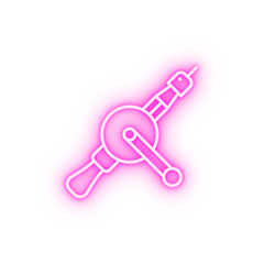 Carpentry hand drill line vector neon icon