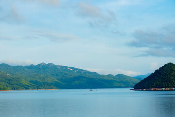 View of nature on the top of Dam in Thailand.