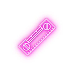 Carpentry spirit level line vector neon icon