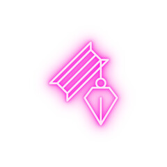 Carpentry plumb line vector neon icon