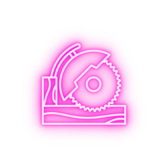 Carpentry circular saw line vector neon icon
