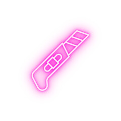 Carpentry cutter line vector neon icon