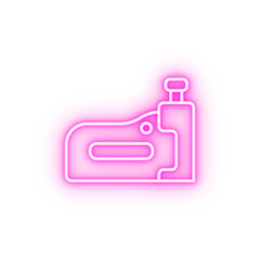 Fototapeta premium Carpentry staple gun line vector neon icon