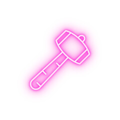 Carpentry mallet line vector neon icon