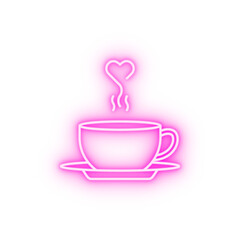 Cup smoke heart coffee neon icon