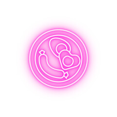 Sausage egg heart breakfast neon icon