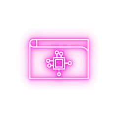 wallet block chain neon icon