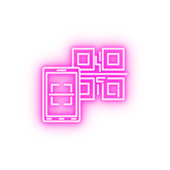 qr code smartphone neon icon