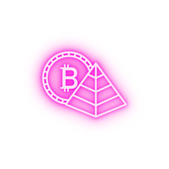 financial pyramid bitcoin neon icon