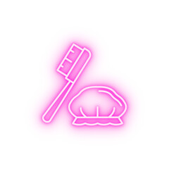 Shower cap washcloth brush neon icon