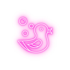 Rubber duck toy neon icon
