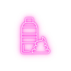 Fototapeta premium Foam shaving foam bottle neon icon