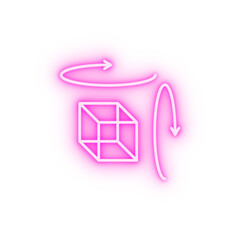 Augmented reality object cube rotation neon icon